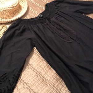 Ellos top, peasant-style, cotton with eyelet, M